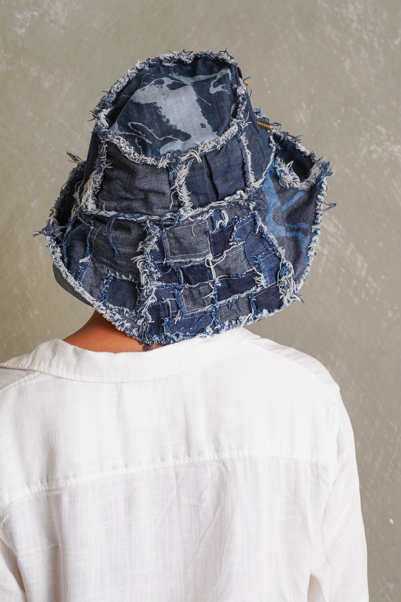 Denim Hat with Short Flaps